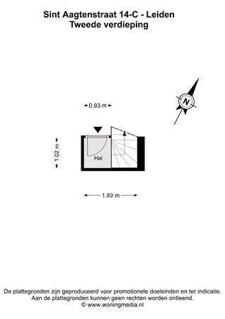 Floorplan - Sint Aagtenstraat 14C, 2312 CB Leiden